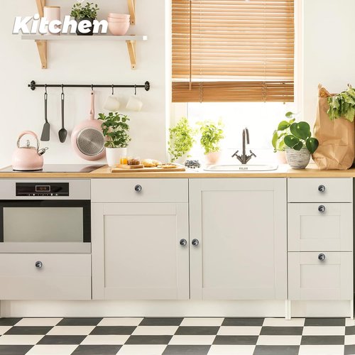 Artinhand 4 Pack Moon Kitchen Cabinet Knobs Round Drawer Pulls Black Dresser Cupboard Door Handles