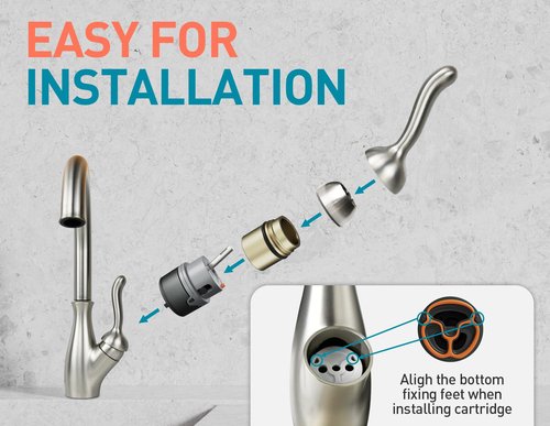 RP50587 Single Handle Compatible with Delta Repair Kit,Lavatory Kitchen Shower Faucet Valve Assembly,Works with DIAMOND Seal Technology Models Featuring a 36 mm Motion Cartridge, RP51503 Bonnet Nut