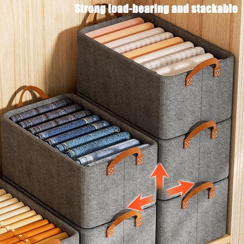 Yrcasu Cation Multi-Functional Folding Wardrobe, Pickelect Multi-Functional Folding Wardrobe, Cation Foldings Wardrobes Boxes Organizer Cloth Steel Frame, Large CationWardrobe with Handle (2Pcs Gray)