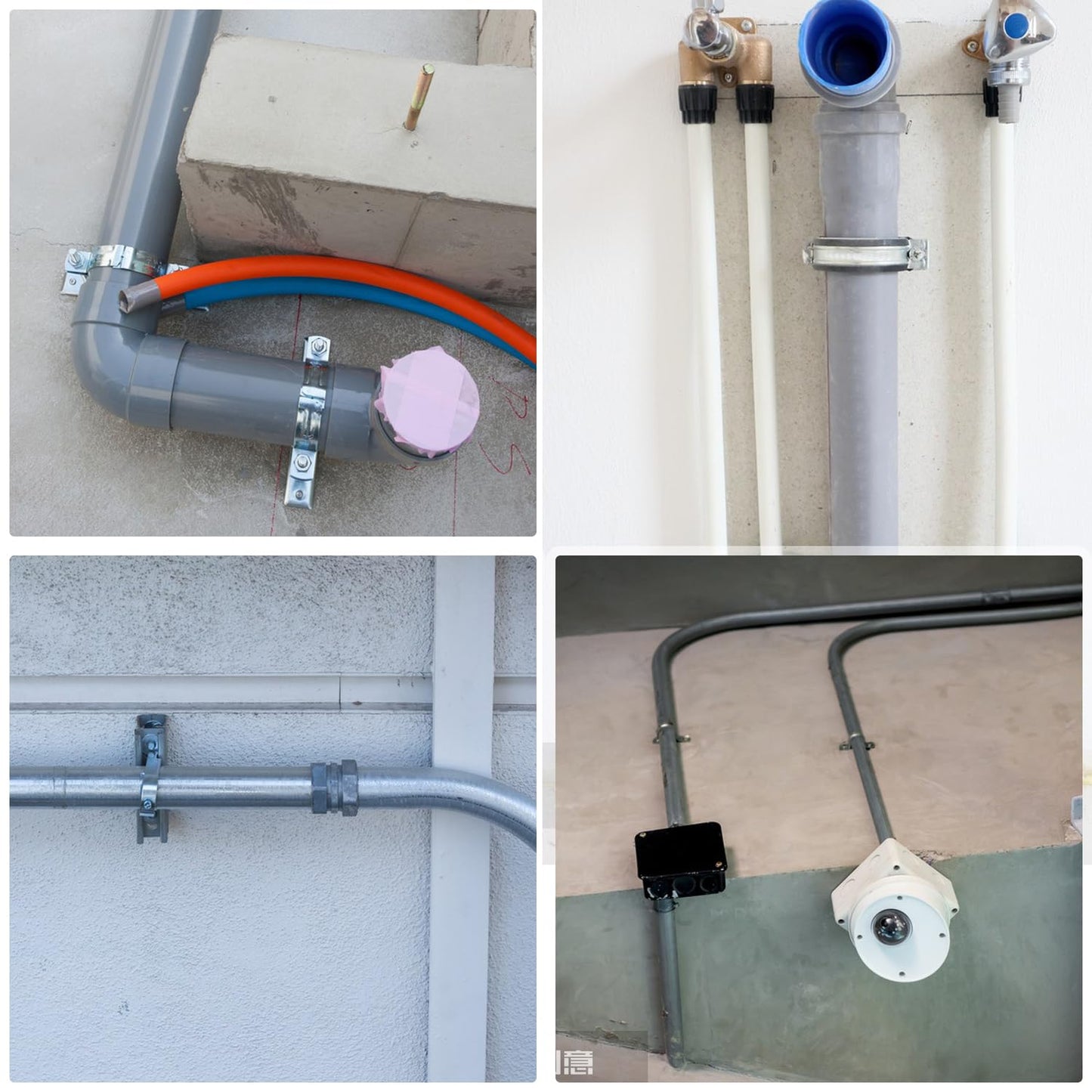 Nayciiy 25Pcs M8 304 Stainless Steel Rigid Pipe Strap Two Hole Cable Strap u Bracket Pipe Clamps Heavy Duty Pipe Fasten Holder for Tube, Pipe or Wire Cord Installation (25, 8MM（5/16" ）)