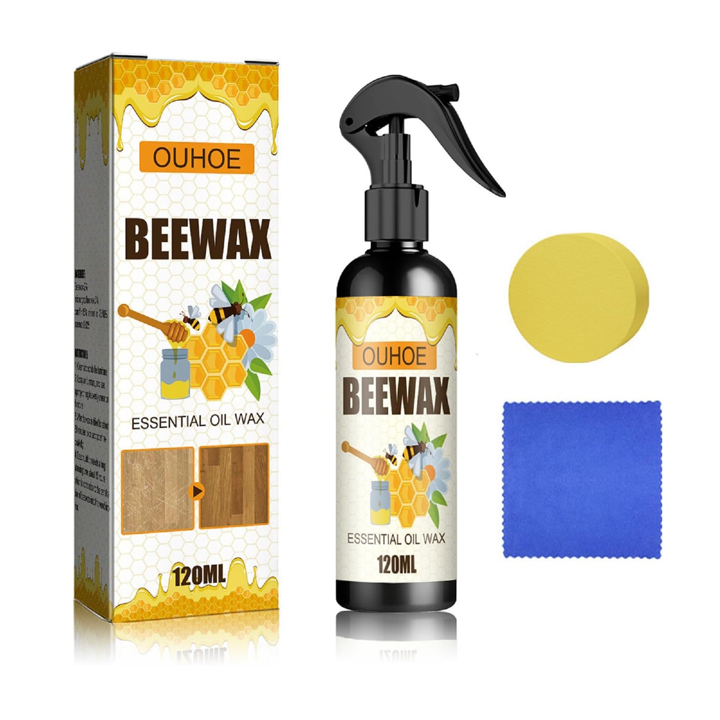 Beeswax Spray Furniture Polish, Used to for Kitchen Living Room Floors Wood Furniture Polish and Cleaner Care.(1Pcs)