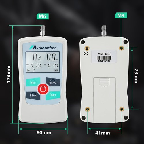 Mxmoonfree 12LB Trigger Pull Gauge Digital Force Gauge, Data Storage for MAX/MIN/AVG Values, Push Pull Meter Scale with Units LB+Oz/N/Kg, Upgrade Version MMF-12LB