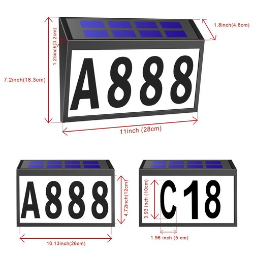 Solar House Numbers Light, T-SUNUS Lighted House Numbers Sign Plaque Address Numbers for Houses Waterproof LED Solar Powered Address Sign for Houses Mailbox Street Yard