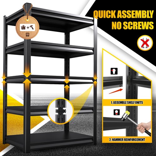 LLIIFFEE Garage Shelving Heavy Duty Storage Shelves,5-Tier Adjustable Shelving Unit 3000LBS Metal Storage Rack Shelf for Basements, Offices and Kitchens (72" H*59" W*20" D)