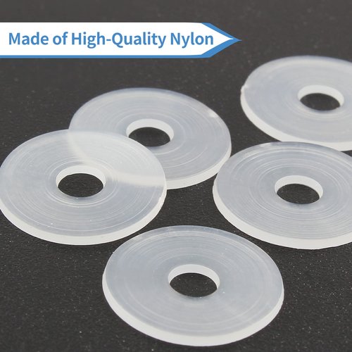 Qjaiune 50 Pack M4 Nylon Washers Clear Flat Washer, 4mm ID 17mm OD 1mm Thickness Faucet Plastic Gasket, Metric Transparent Gasket Sealing Washer Spacer Flat Hose Washer for Water Pipe Water Hose