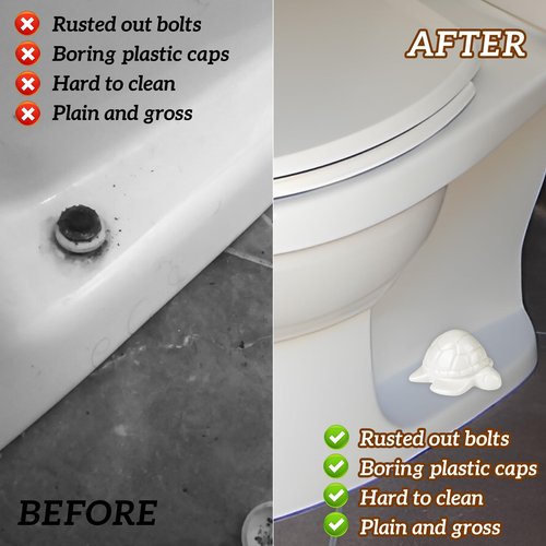Sea Turtle Ceramic Toilet bolt Caps - Decorative Toilet Caps for Bottom of Toilet, Maximalist Decor Toilet Screw Cover Caps, Stylish Toilet Bolt Bowl Covers (White) ETARTJMHNB