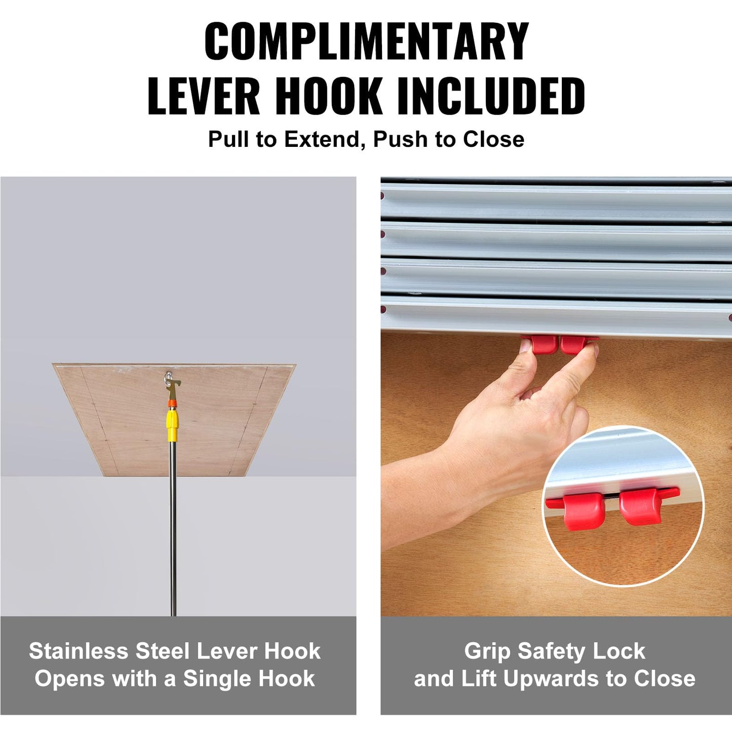 VEVOR Attic Ladder Telescoping, 39.37" x 23.6", Multi-Purpose Aluminium Extension, 350Lbs Capacity, Lightweight and Portable, Fits 10.1'-10.7' Ceiling Heights, Convenient Access to Your Attic Standard