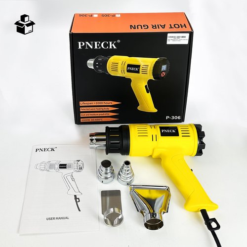 PNECK Heat Gun 2000W, 140°F-1202°F Variable Temperature with 2 Speeds, Fast Heating Heavy Duty Hot Air Gun Kit with 4 Nozzles for Crafts, Shrinking PVC, Stripping Paint