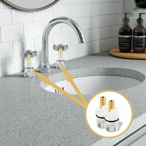 Yritma RP25513 Faucet Stem Assembly Compatible with Delta Two Handle Faucet Repair Kit, With RP4993 Rubber Seat and Spring, Replacement Faucet Repair Kit for Delta Bathroom Kitchen Faucet, 2 PACK