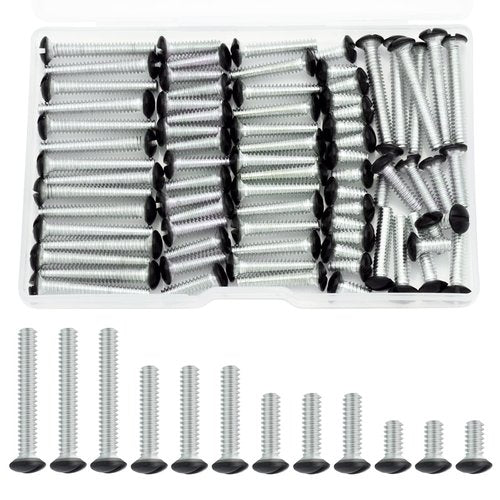 Taezn Black Wall Plate Screws, 100 Pieces Outlet Screws 4 Length Sizes 6-32 Thread Switch Plate Screws Perfect Replacement with Outlet Cover and Light Plate
