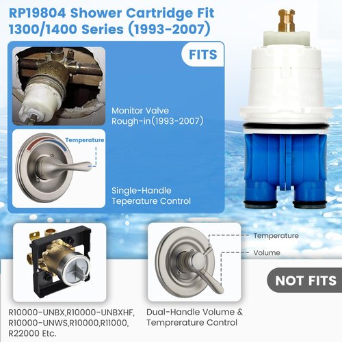 RP19804 Shower Cartridge Compatible with Delta Faucet 1300/1400 Series Tub and Shower Valves, RP19804 Cartridge Replacement Fits Select Monitor Valves 1993-2007 (1 PCS)