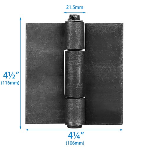 BlueDex 6 Pack Metals 4-3/8"x4-1/8” Heavy Duty Weldable Hinges -Thickness 5 mm Weld On Hinges - Solid Steel Butt Hinge Design for Heavy Gates & Doors - Corrosion & Rust Resistant