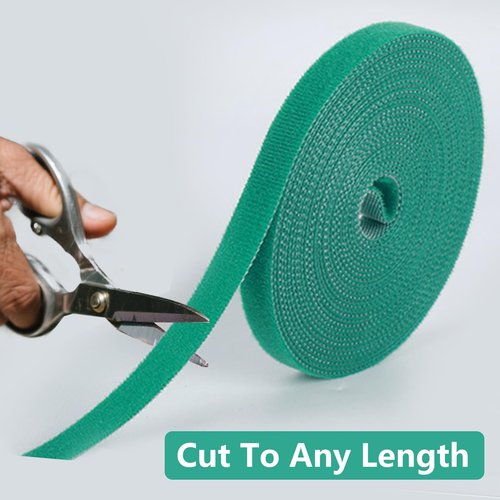 Garden Ties for Plant Support - Durable, Reusable, and Adjustable Ties - Gardening Supplies 50 Feet x 0.5 Inch, Green
