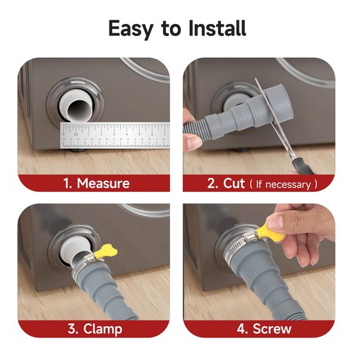 Yeturaaw 10Ft Washing Machine Drain Hose, Dishwasher Drain Hose Extension – No Tools Install, Universal Fit for Washing Machine, Dishwasher, Leak-Proof with 4 Adjustable Clamps & U-Bracket