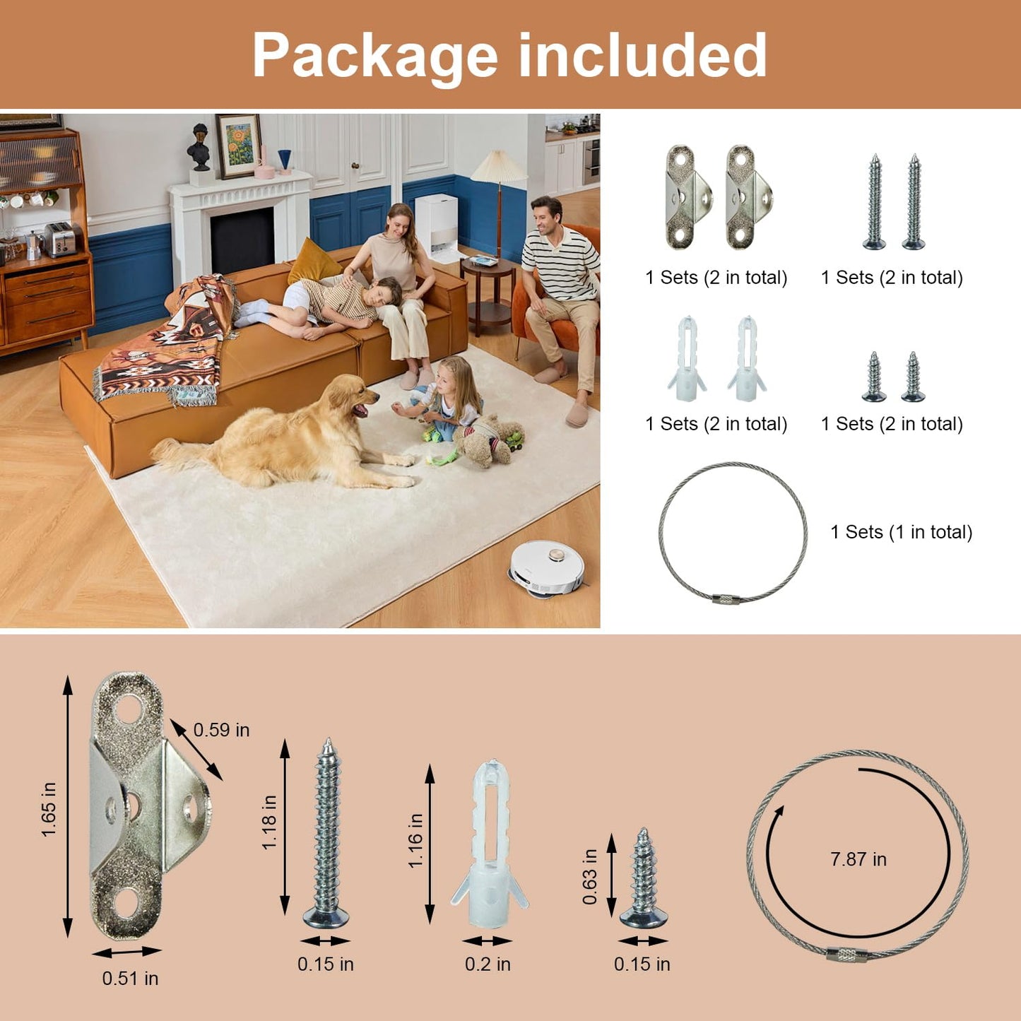 Furniture Anchors for Baby Proofing (4 Pack), Anti Tip Furniture Straps, Earthquake Straps, Keep Baby Pet Safety from Falling Furniture