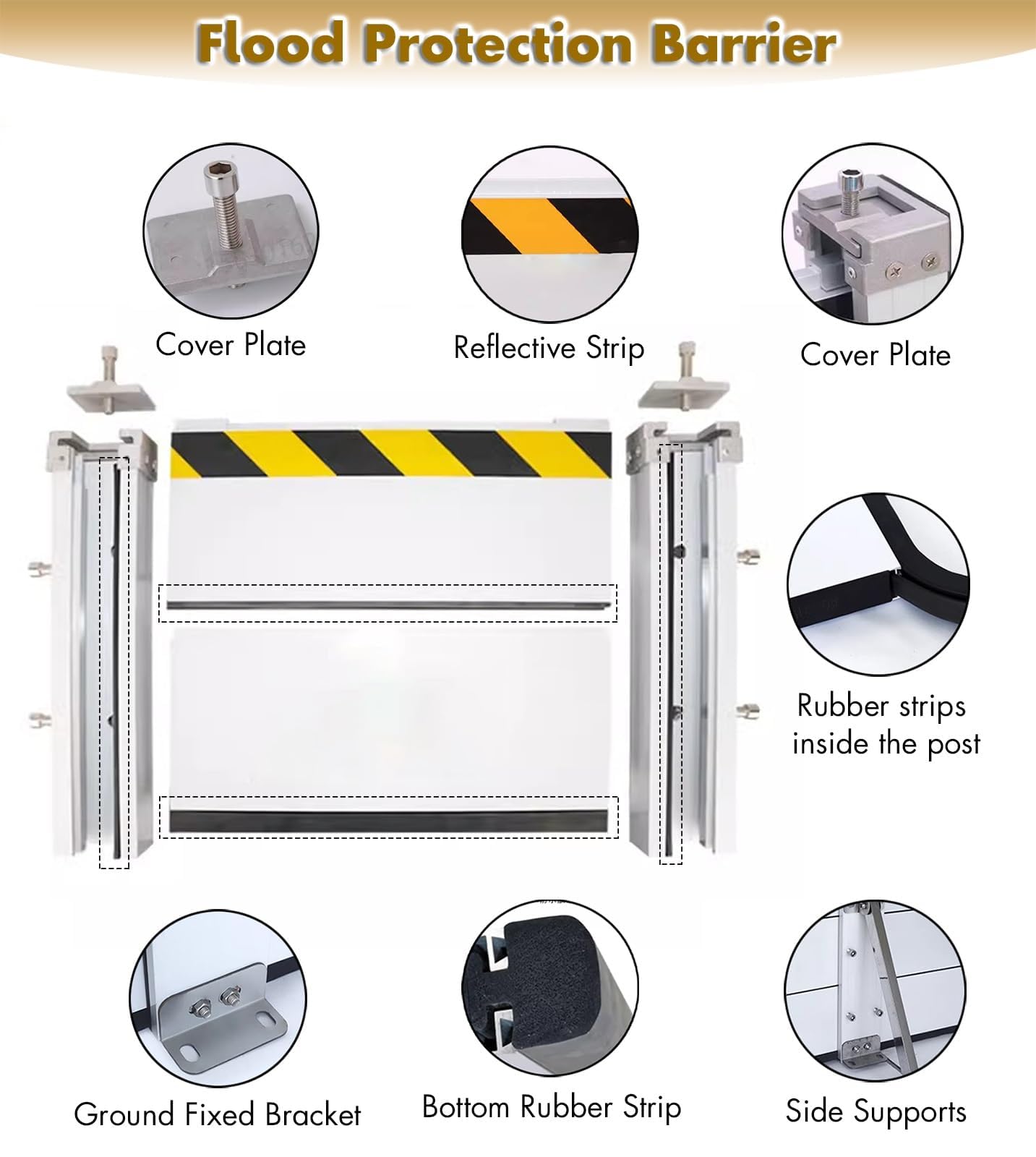 Flood Water Barrier Door Wide Basement Windows Warehouse Street Temporary Dams/Detachable Mobile Rain Water Baffle, Aluminum Flooding Wall,H 80cm/2.6ft,W 3FT/91CM