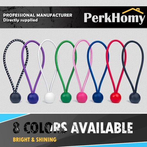 PerkHomy 30 PCS Ball Bungee Cord 6 Inch Heavy Duty Bungie Cord Balls for Tarp Tie Down Canopy Camping Tents Cargo Holding Wire Hoses Patio Umbrellas Awning (30pc Black&White)