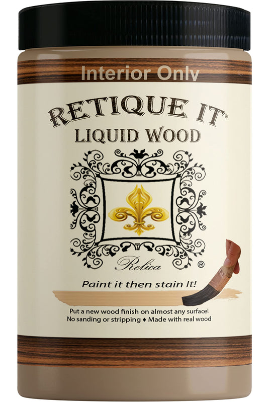 Retique It Liquid Wood Quart - Stainable Wood Fiber Paint Puts a Fresh Wood Coat (32oz Light)