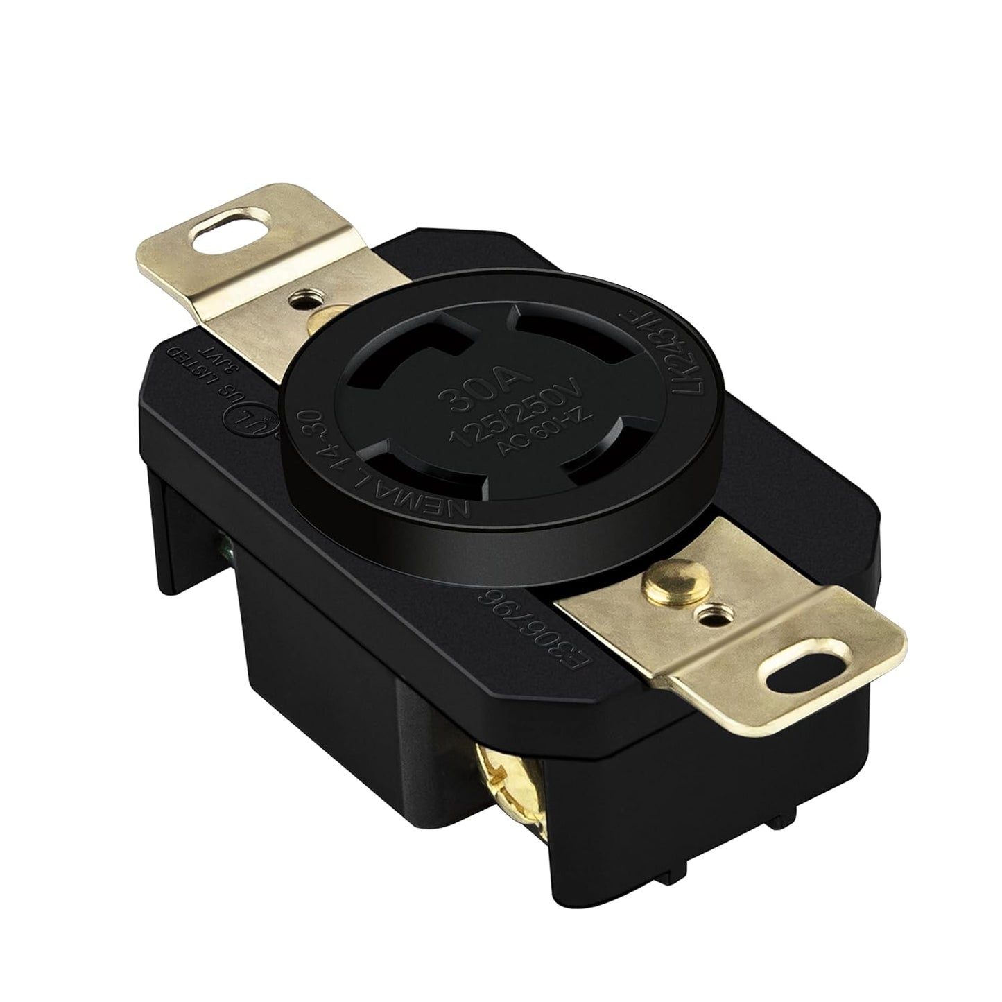 ENERLITES NEMA L14-30P Locking Plug Connector for Generator, Twist Lock Male Plug, 30 Amp, 125/250 Volt ,3 Pole, 4 Wire Grounding, Industrial Grade Heavy Duty, UL Listed, 66470-BK, Black