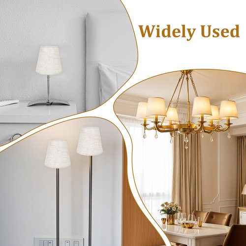 Chandelier Lamp Shades Set of 6, 5 Inch Mini Barrel Lampshades Replacement Small Clip on Linen Lampshade for Table Lamp Wall Sconce Ceiling Light Candelabra Light Bulbs Bottom 5.5''x 3.5''x 5.1''