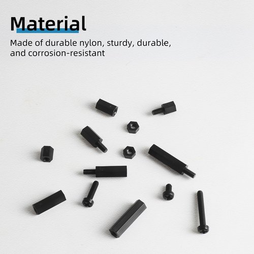 600PCS M3 Male Female Nylon Hex Spacer Standoffs Screws Nuts, Motherboard Standoffs and Screws Assortment Kit, Threaded Pillar for Circuit Board PCB Motherboard (Black)
