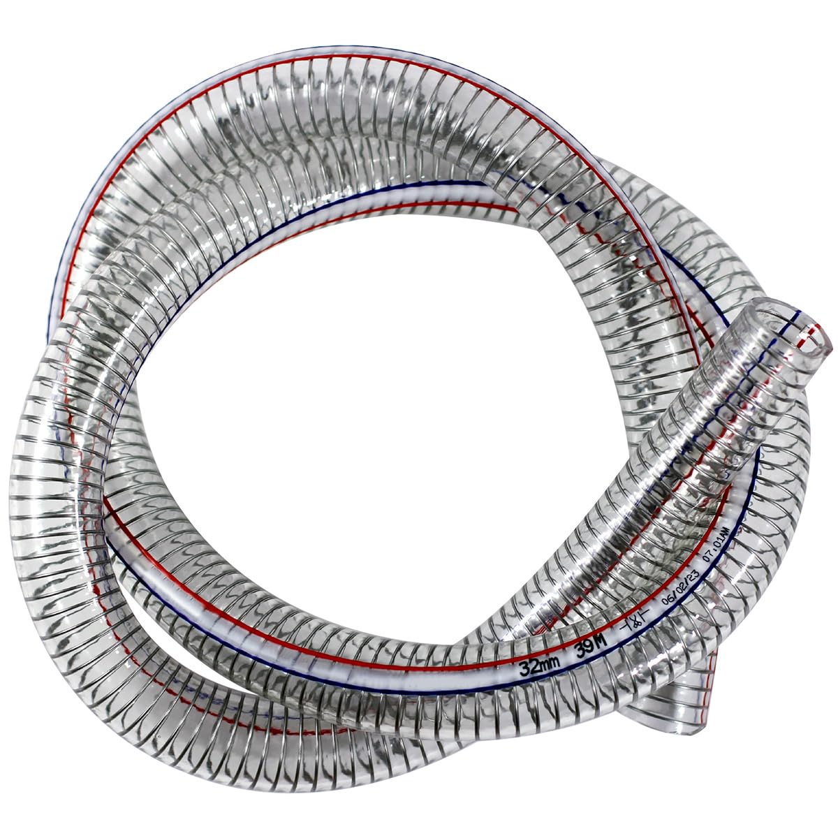 JoyTube 1-1/2"ID x 1-3/4"OD Steel Wire Suction Vinyl PVC Flexible Tubing, High Pressure Heavy Duty UV Chemical Resistant Clear Thick Suction Tube Hose, 6.6 FT