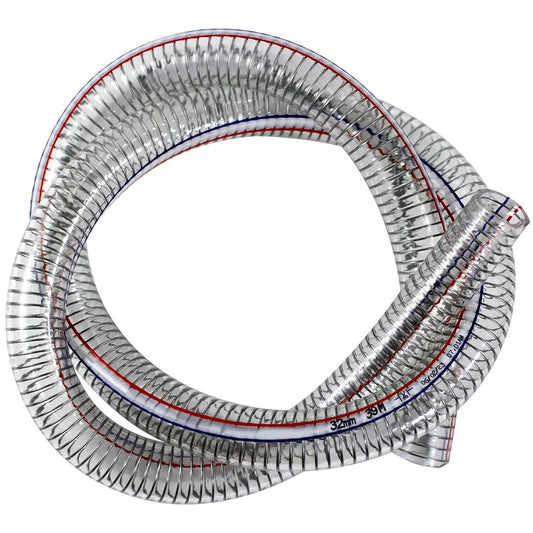 JoyTube 1-1/2"ID x 1-3/4"OD Steel Wire Suction Vinyl PVC Flexible Tubing, High Pressure Heavy Duty UV Chemical Resistant Clear Thick Suction Tube Hose, 6.6 FT