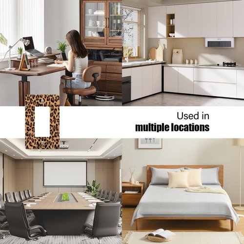 1 Gang Rocker Wallplates，Brown-Black Leopard Spot Decor Switch Plate Covers Outlet Wall Plate Decorative for Bedroom Kitchen Home