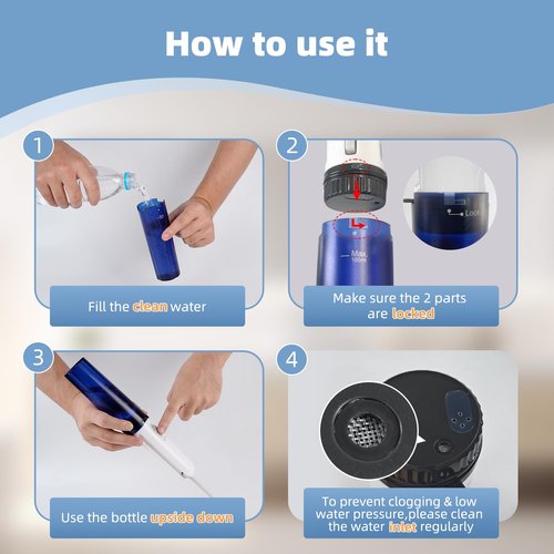 Hibbent Portable Bidet for Travel, High Pressure Handheld Electric Bidet Sprayer, Rechargeable Travel Bidet for Women & Men, Personal Hygiene Cleaning, Soothing Postpartum Care, Blue