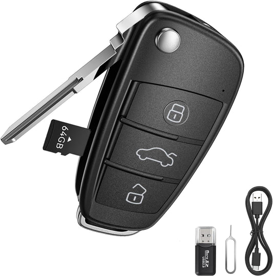 64G 1080P HD Mini Camera, Small Nanny Cam for Home Security, Car Key Camera for Motion Detection, Loop Recording, Night Vision, Take Photos, Long Battery Life, Easy to Use & Carry