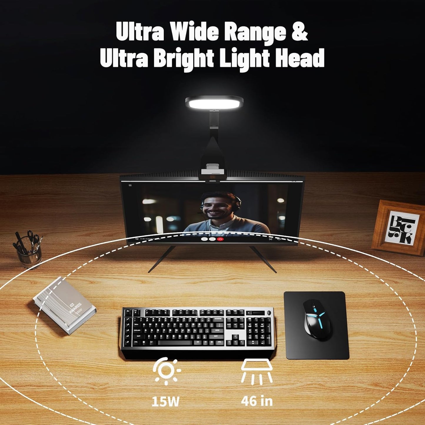 Video Conference Lighting for Zoom Meeting, Desk Lamps for Home Office, 30 Light Modes Desk Light, Ring Light for Desk with Flexible Stand & Memory Function for Zoom Lighting, Video Streaming, Drawing