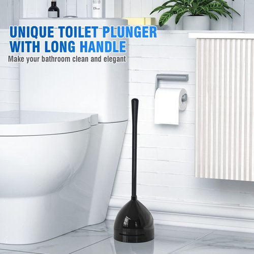 uptronic 2 Pack Toilet Plunger with Holder, Unique Plunger with All-Angle Design, Plungers for Bathroom for 5.7-inch Toilet Drain, Toilet Plunger Heavy Duty-Black
