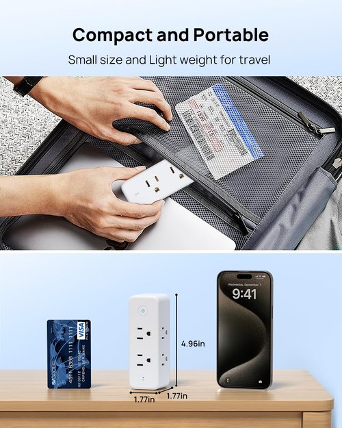 TROND Outlet Extender Surge Protector, 6 AC Outlet Splitter with 360° Rotating Plug, 1440J, 3-Sided Swivel Wall Plug Adapter with Power Switch, Multi Plug Expander for Home Office Travel