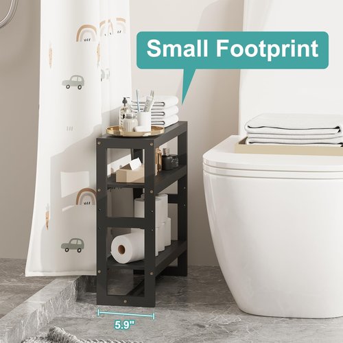 viewcare Bathroom Shelves for Storage, Small Shelf Over Toilet, Adjustable 3 Tiers Shelf for Bathroom Storage (Black)