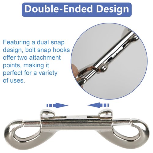 Double Ended Snaps 7PCS Silver Snap Hooks Zinc Alloy Trigger Metal Clip Double Sided Clips Heavy Duty Bolt Snap Double Sided Clips for Cats Dogs