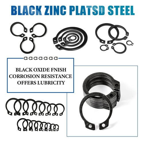 NINDEJIN External Retaining Rings Snap Rings Assortment Kit, Circlip Circlip Retainer Rings Set (C-Clip Carbon Steel)