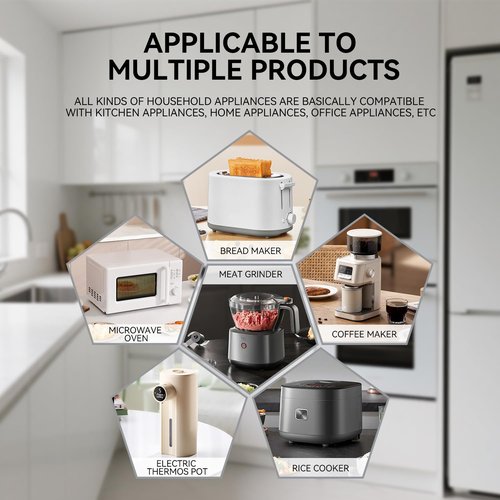 6 Pack Adhesive Cord Organizers for Kitchen Appliances - Stick-On Holder & Winder for Mixers, Blenders, Air Fryers, Toasters (2 Black/White/Gray)