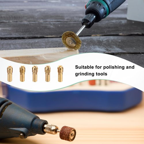 M METERXITY 10-Pack Brass Drill Chuck, 5/64 Inch/ 1.6 mm Collets Set Quick Change Replacement 4.2mm Shank Diameter for Rotary Tools/Electric Drills [Golden]