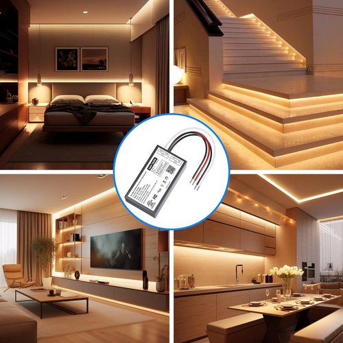 60W Dimmable LED Driver 24V, Triac/ELV/MLV AC to DC Compatible with Lutron& Leviton Dimmer, Dimmable LED Power Supply 60W 24V Class2 Transformer for LED Strip Light, Low Voltage Lighting Project