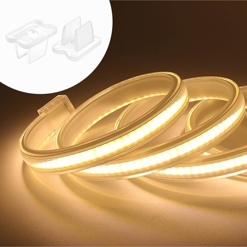 Piriuuo 50 Pcs Led Light Clips, Rope Light Clips Waterproof Led Strip Mounting Clip Indoor LEDs Strip Lights Holder Neon Mounting Clip Fixing Clamps Holder with 50 Screws for 5-6mm LEDs Lights