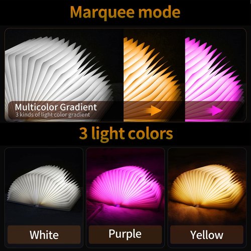 QXMGCBOK Folding Book Lamp Dragon Night Light, Portable Bedside Light (3 Colors) - Gift for Readers & Teens