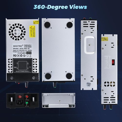 BOSYTRO Upgraded AC to DC Converter 5V 12V 24V 30V DC Power Supply Adjustable 0-30V 0-17A 500W Switching Power Supply for Led Strip, Motor Pump, CCTV, 3D Printer, Lab Computer