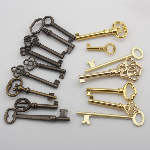 16 Pcs Skeleton Key Set,Key Replacement,Skeleton Keys for Antique Furniture,Grandfather Clock,Vintage Clocks,Antique Cabinets,Old Cabinets,Chinese Cabinets,Old Doors