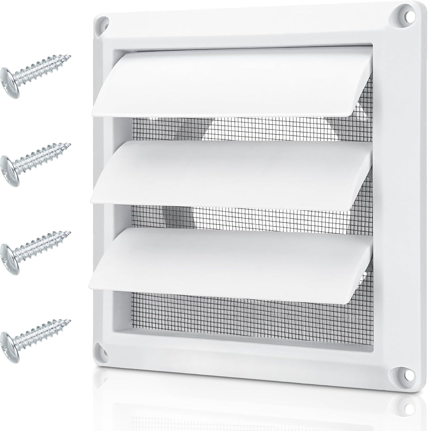 4 Inch Dryer Vent Cover for Exterior Wall Vent Hood Outlet Airflow, Dryer Air Vent with Screen with 4 Screw for Easy Installation, White