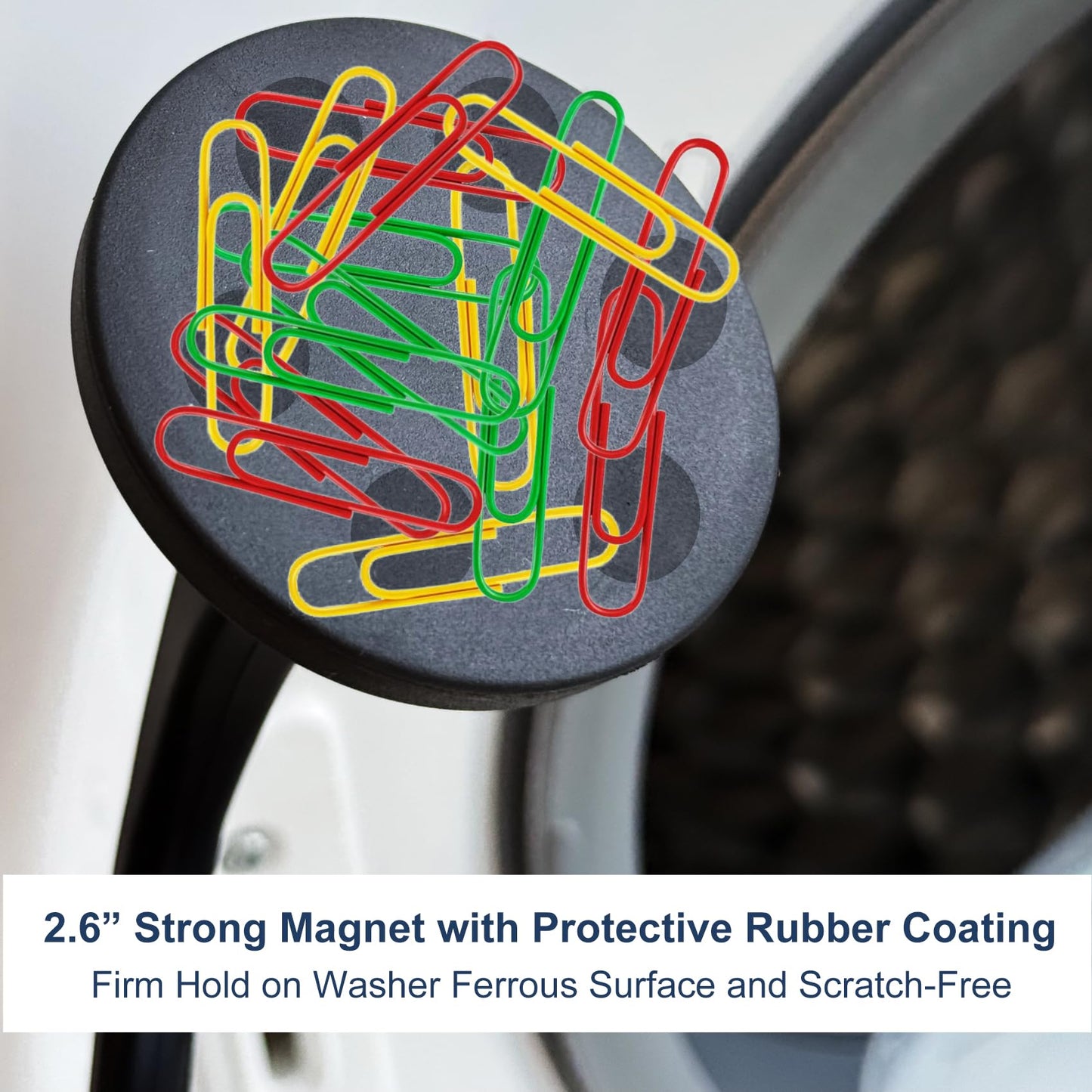 Front Load Washer Door Prop and Holder – Magnetic Door Stopper with Strong Magnet and Flexible Hose – Keep Washer Door Open for Ventilation – Easy to Use, Fits Most Front Load Washers - Black