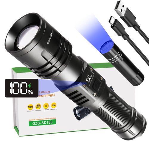 Rechargeable LED Flashlights 1000000 High Lumens,𝟐𝟎𝟐𝟓 𝐍𝐞𝐰 High Powered Waterproof Tactical Flashlight Spotlight Flashlight for Home, Bright Flashlight Black for Outdoor Camping Emergency