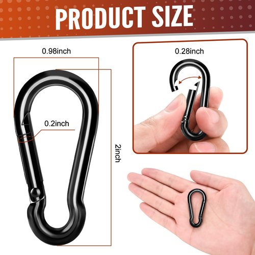 6 Pcs Spring Snap Hooks, 2 Inch Carabiner Clip, Heavy Duty Carabiners Snap Hooks Quick Link for Indoor and Outdoor Activity, Camping, Fishing, Hiking