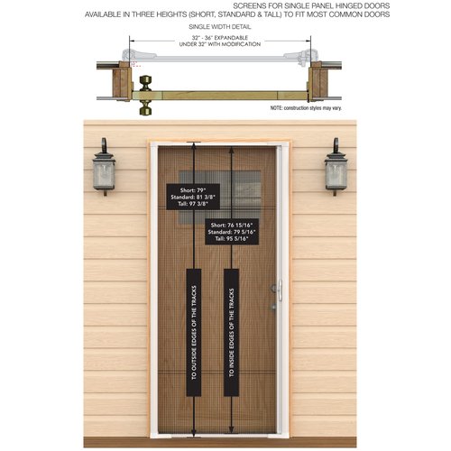 LARSON Brisa Single Black Retractable Screen Door with EZ-Glide, Roll Up Screen Door Fits 80-in Tall x 32-in to 36-in Wide Front Doors