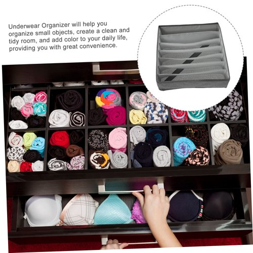 FUNNETOYU Underwear Drawer Organizer and Divider Storage Box for Clothes Socks and Lingerie Compartment Design for Closet and Dresser Grey Organizer for Efficient Home Organization