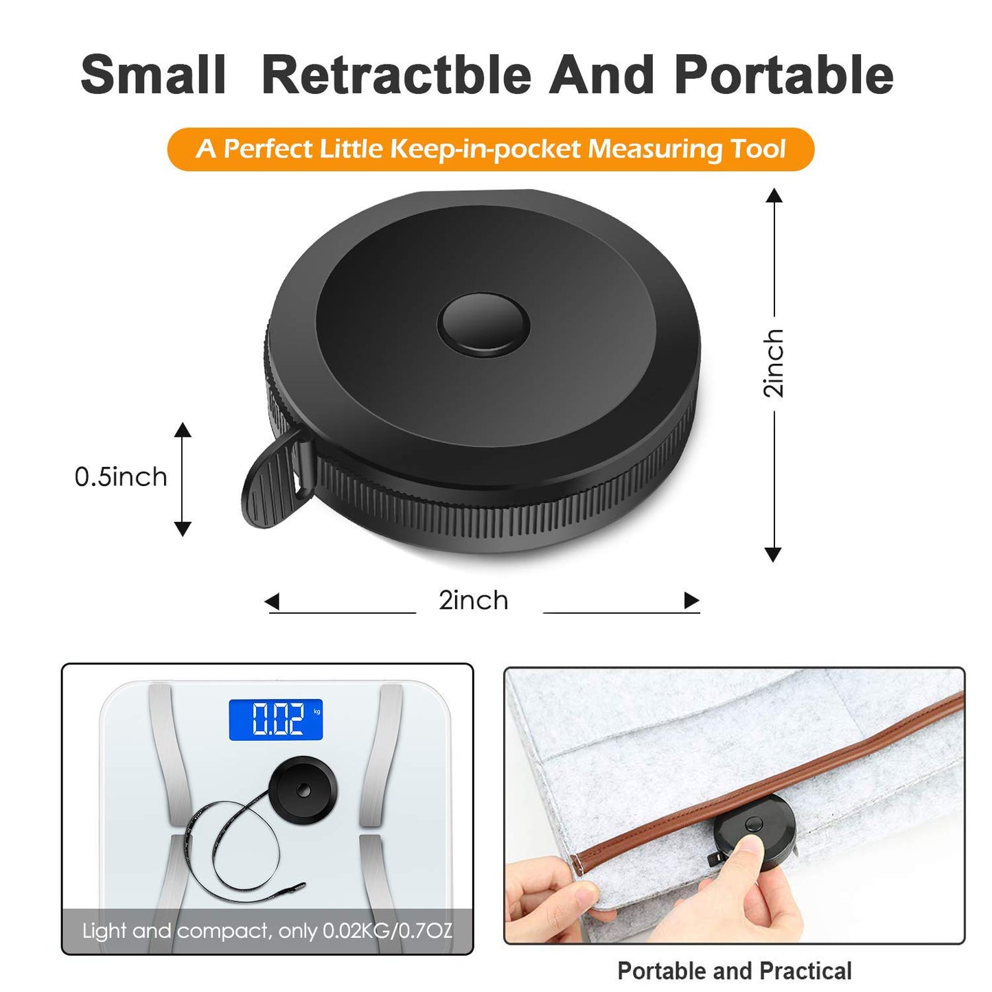 2 Pack Soft Tape Measure Retractable Measuring for Body Fabric Sewing Tailor Cloth Knitting Craft Weight Loss Measurements 60-Inch Soft Pink & Retractable Black Dual Sided Tape Measure Body Measuring